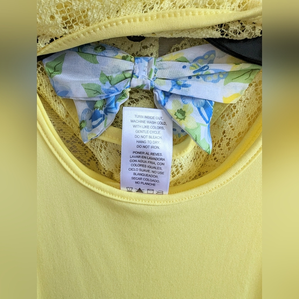 Nannette Girl Size 6 Yellow Blue & White Dress Spring Summer Kids NWOT - Picture 5 of 6
